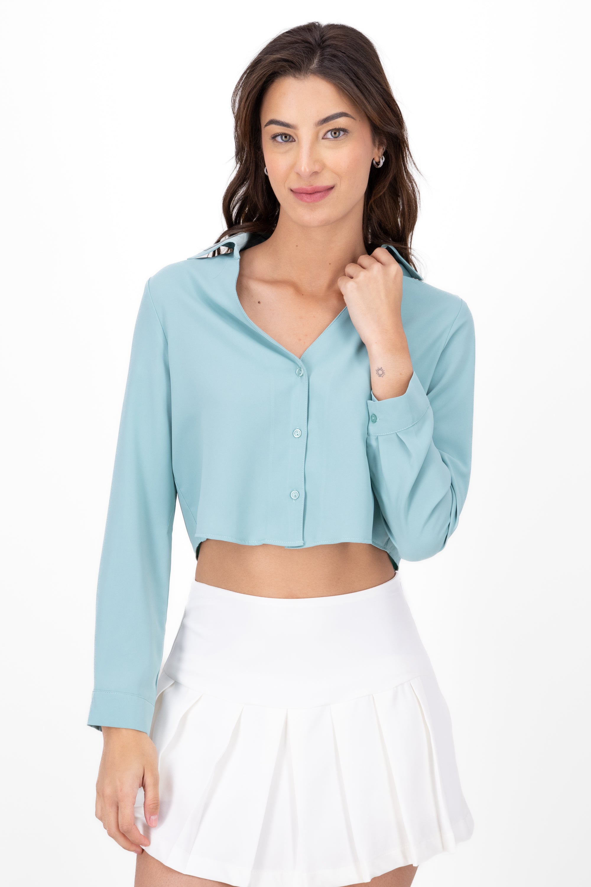 Camisa Crop Escote SAGE