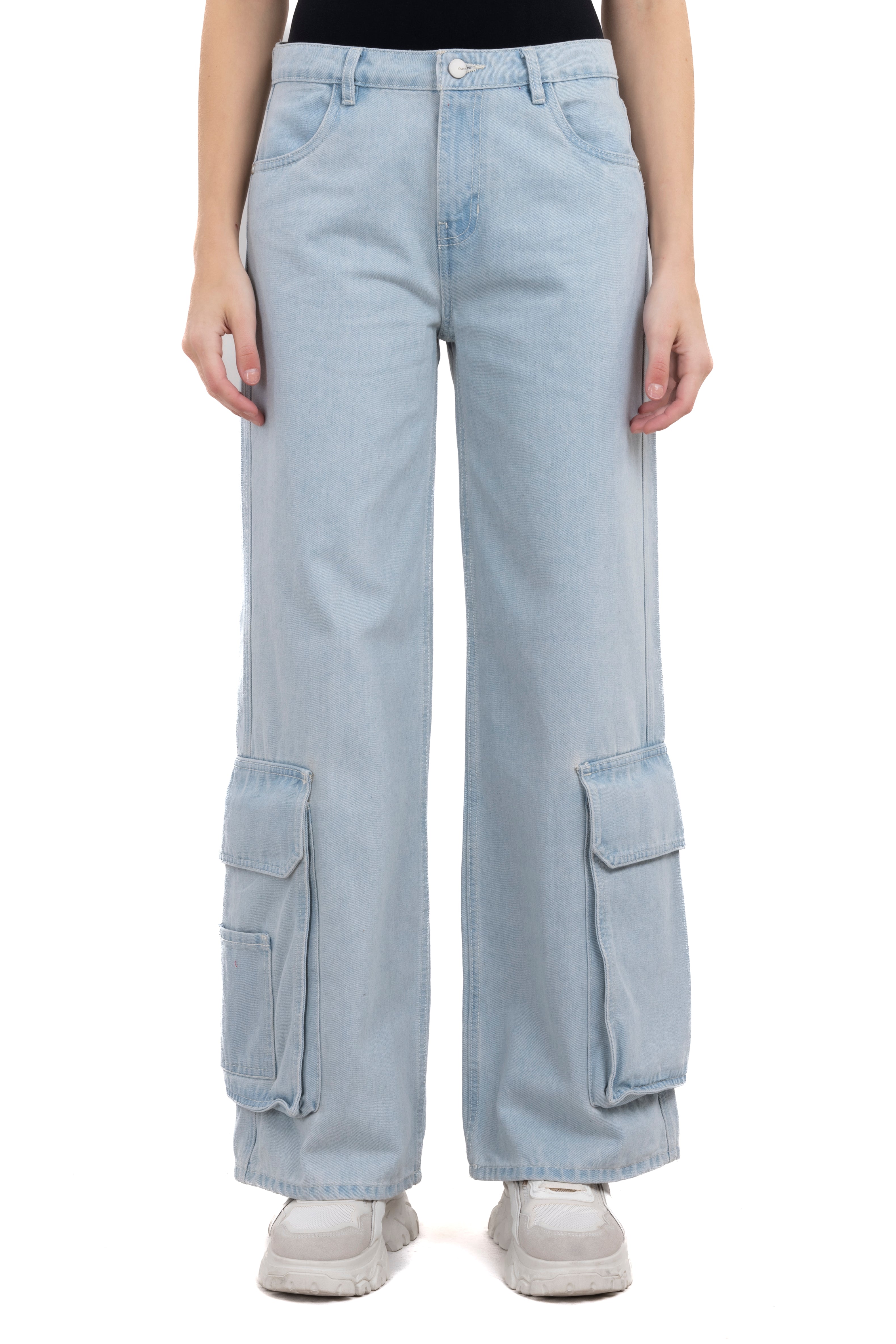 Jeans cargo super wide leg BLEACHED