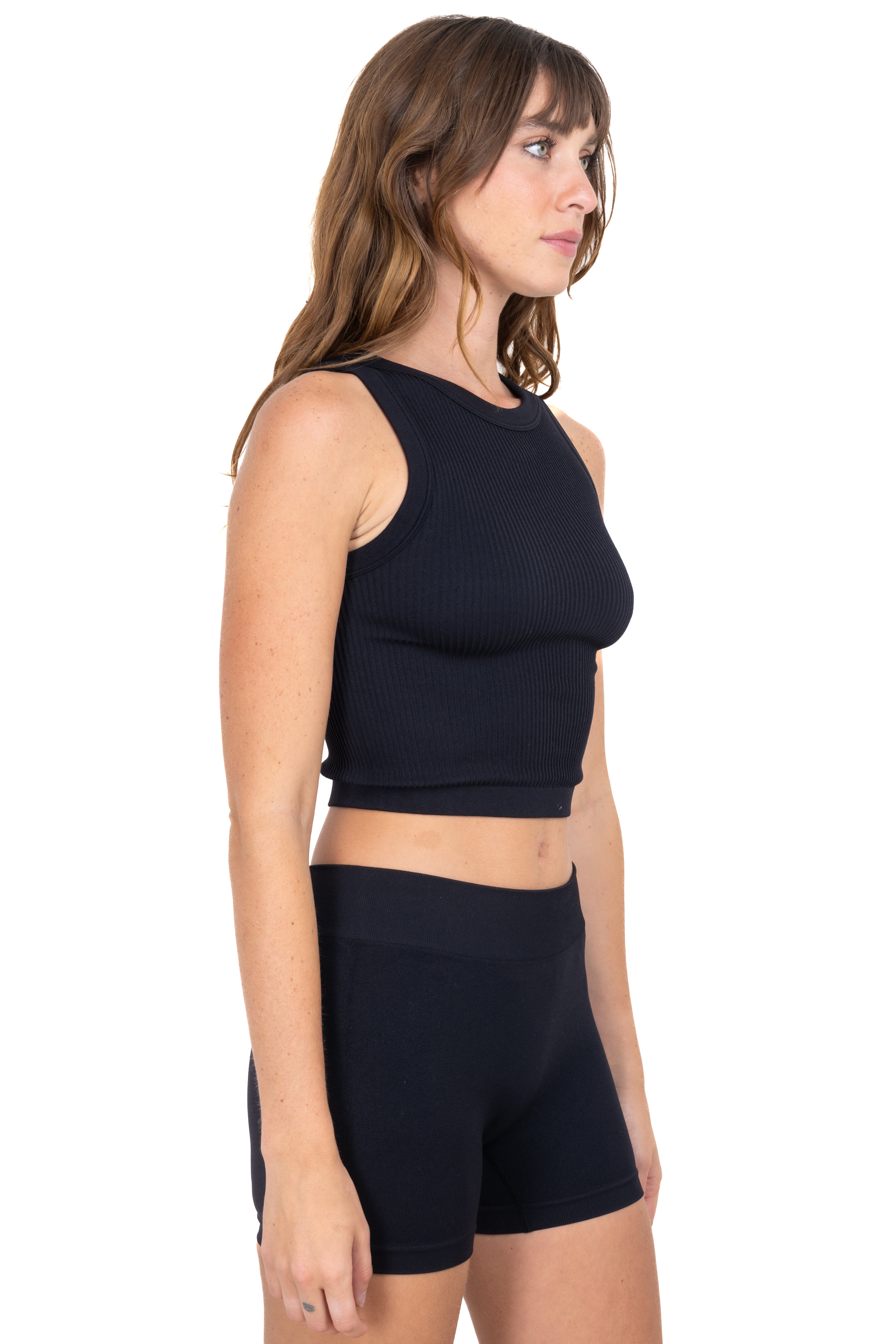 Top acanalado monocolor NEGRO