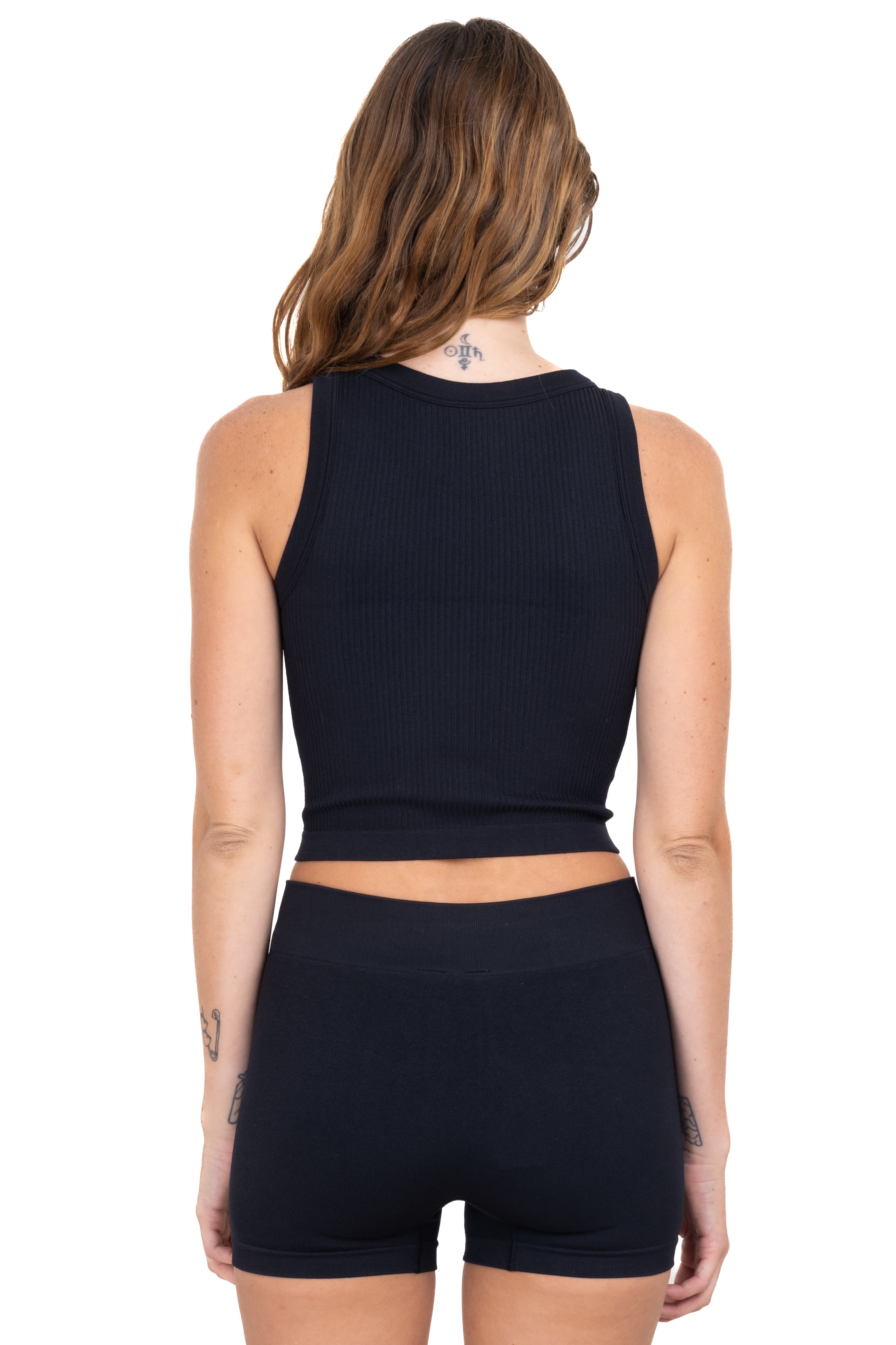 Top acanalado monocolor NEGRO