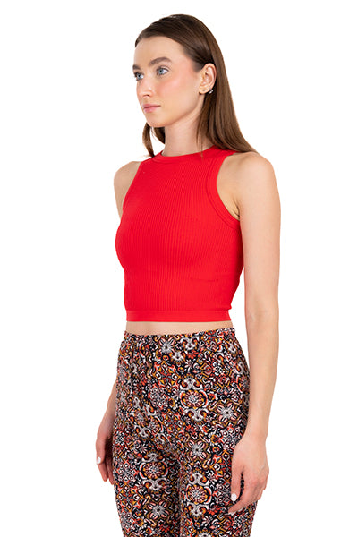Top acanalado monocolor ROJO