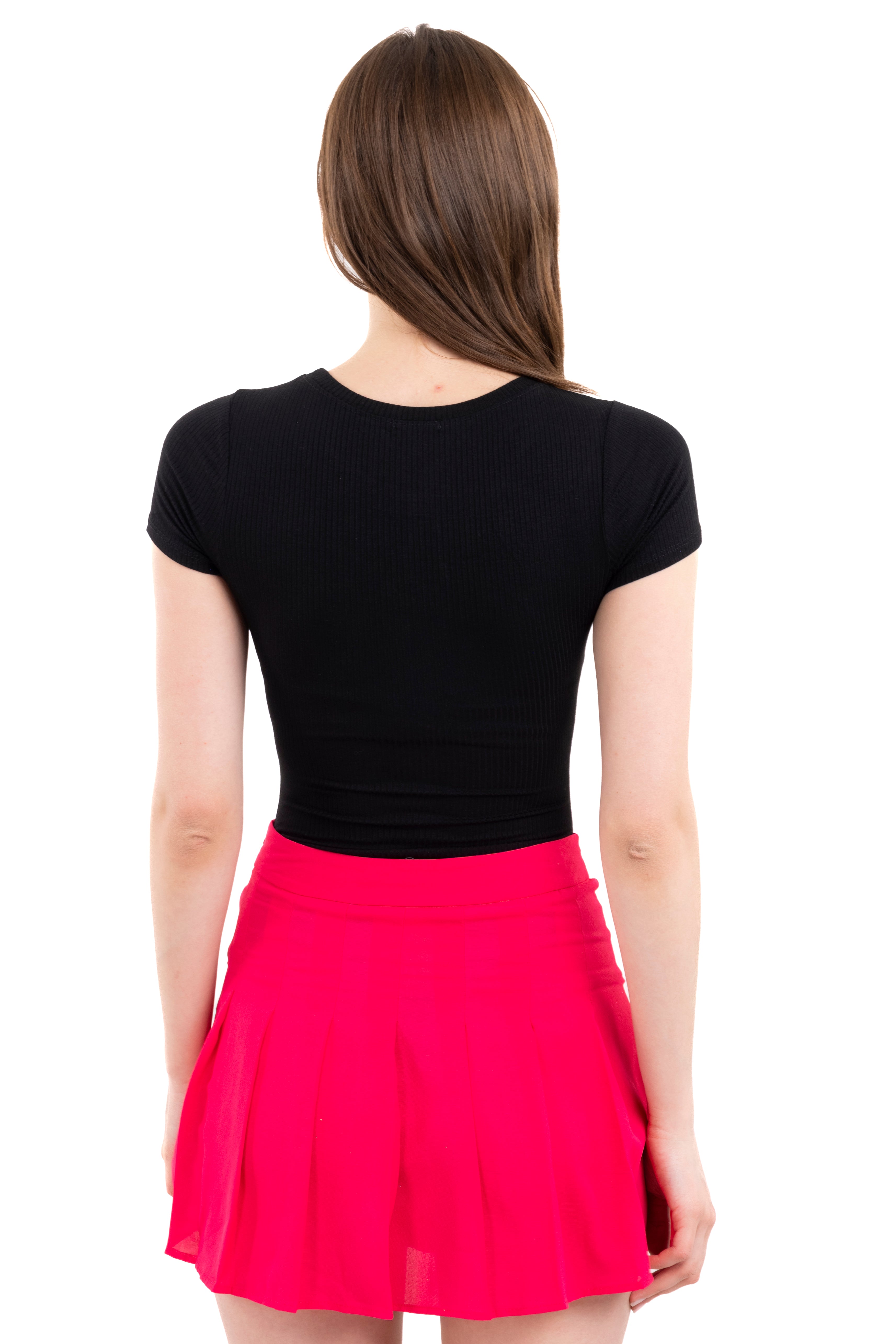 Bodysuit Acanalado Manga Corta NEGRO