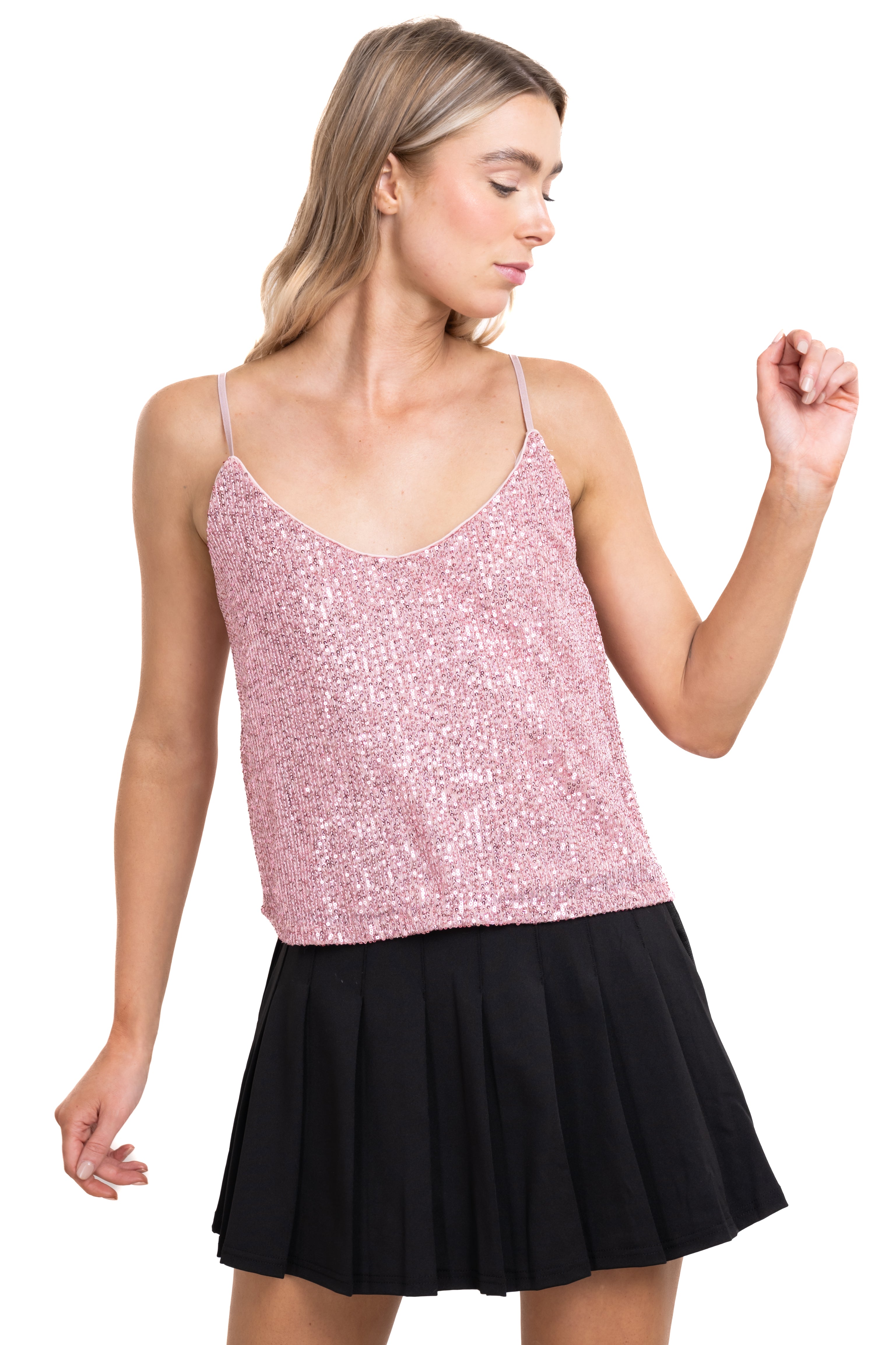 Top tirantes brillos ROSA