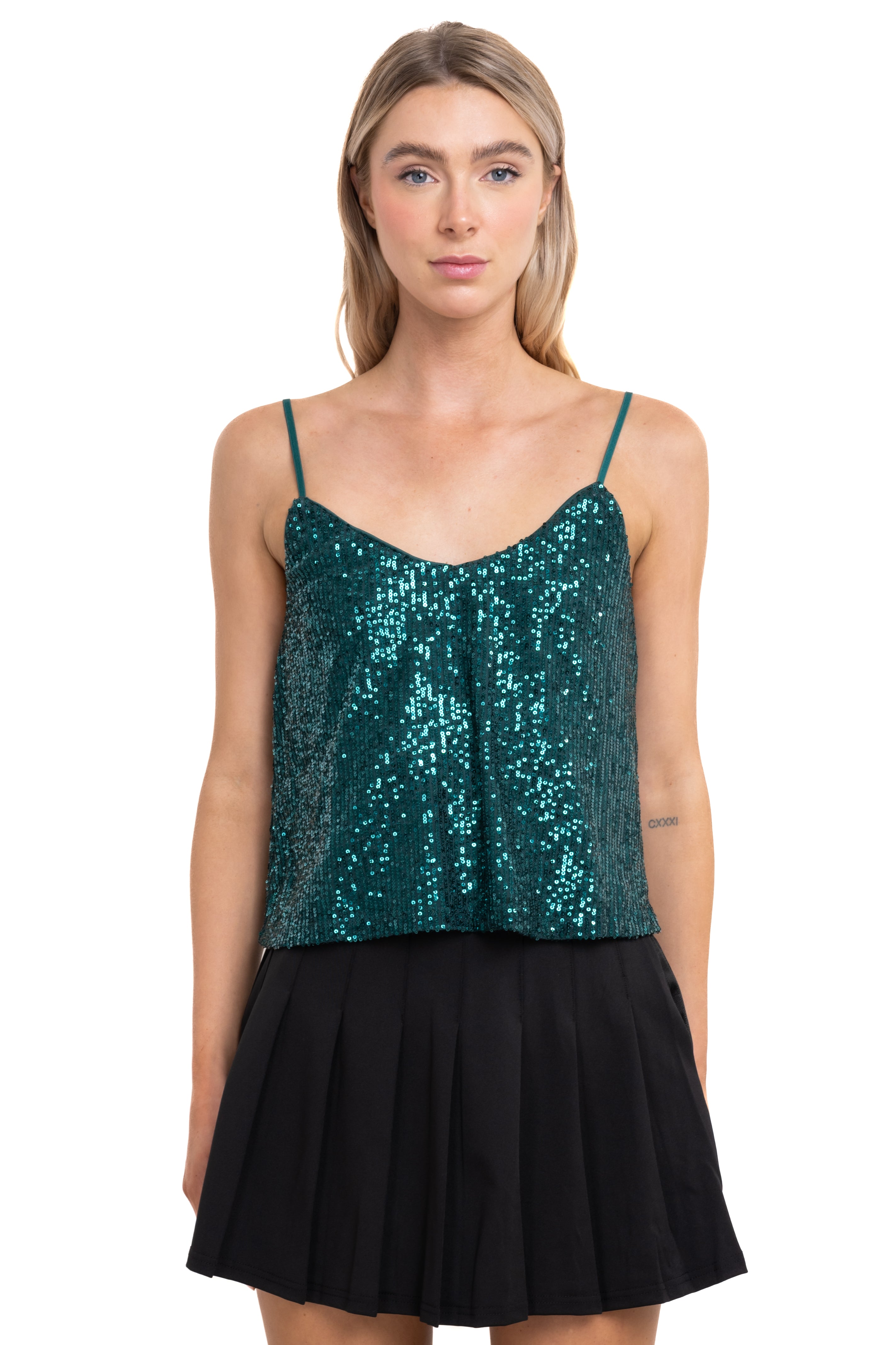 Top tirantes brillos VERDE