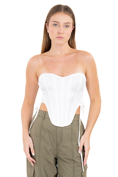 Blusa corset lace up liso BLANCO
