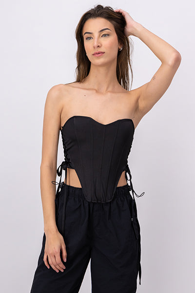 Blusa corset lace up liso