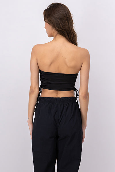 Blusa corset lace up liso NEGRO