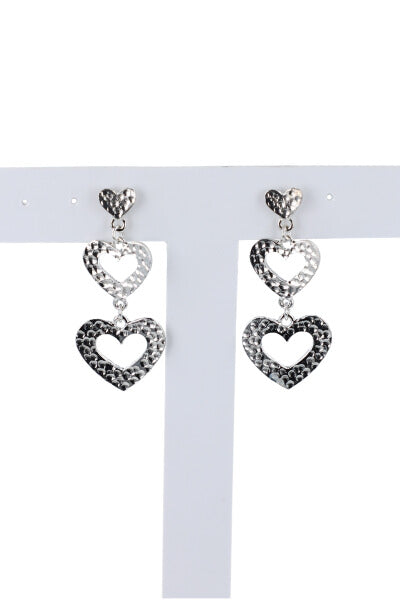 Aretes corazón triple PLATA