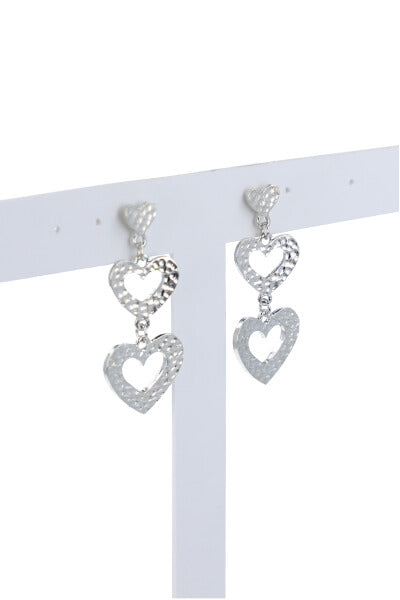 Aretes corazón triple PLATA