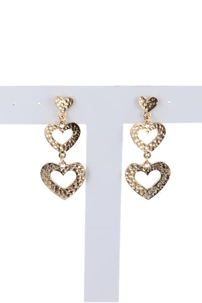 Aretes corazón triple ORO