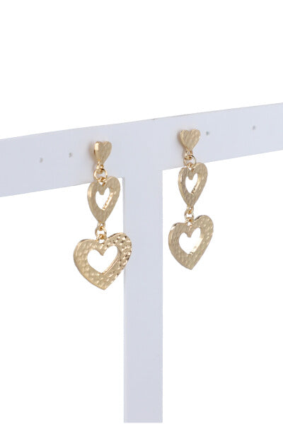 Aretes corazón triple ORO