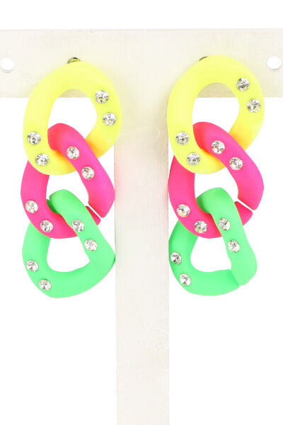 Aretes Eslabones Neon AMARILLO