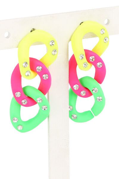 Aretes Eslabones Neon AMARILLO