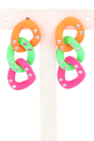 Aretes Eslabones Neon NARANJA