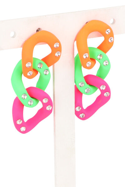 Aretes Eslabones Neon NARANJA