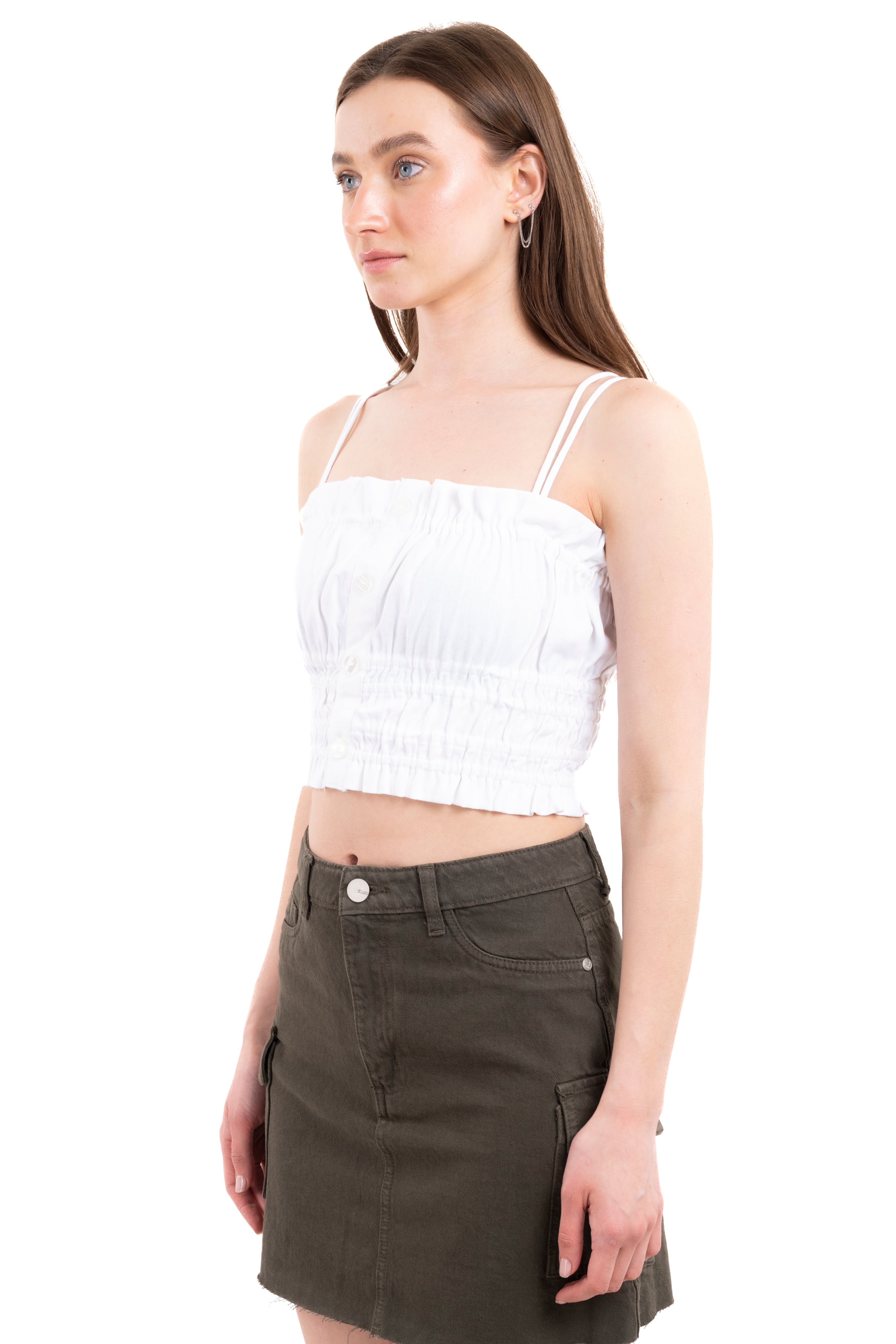 Top fruncido doble tirante BLANCO