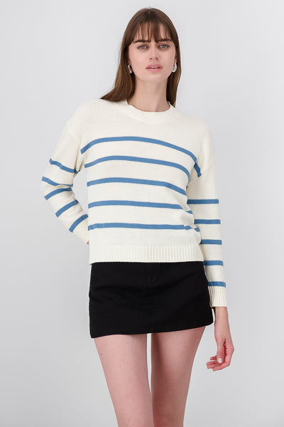 Suéter tejido rayas bicolor