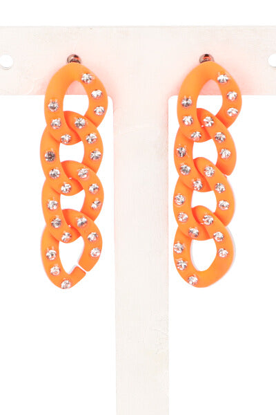 Aretes Cadena Neon NARANJA