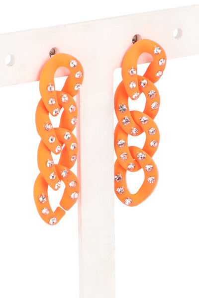 Aretes Cadena Neon NARANJA