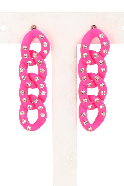 Aretes Cadena Neon ROSA