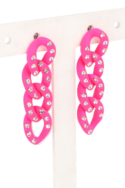 Aretes Cadena Neon ROSA