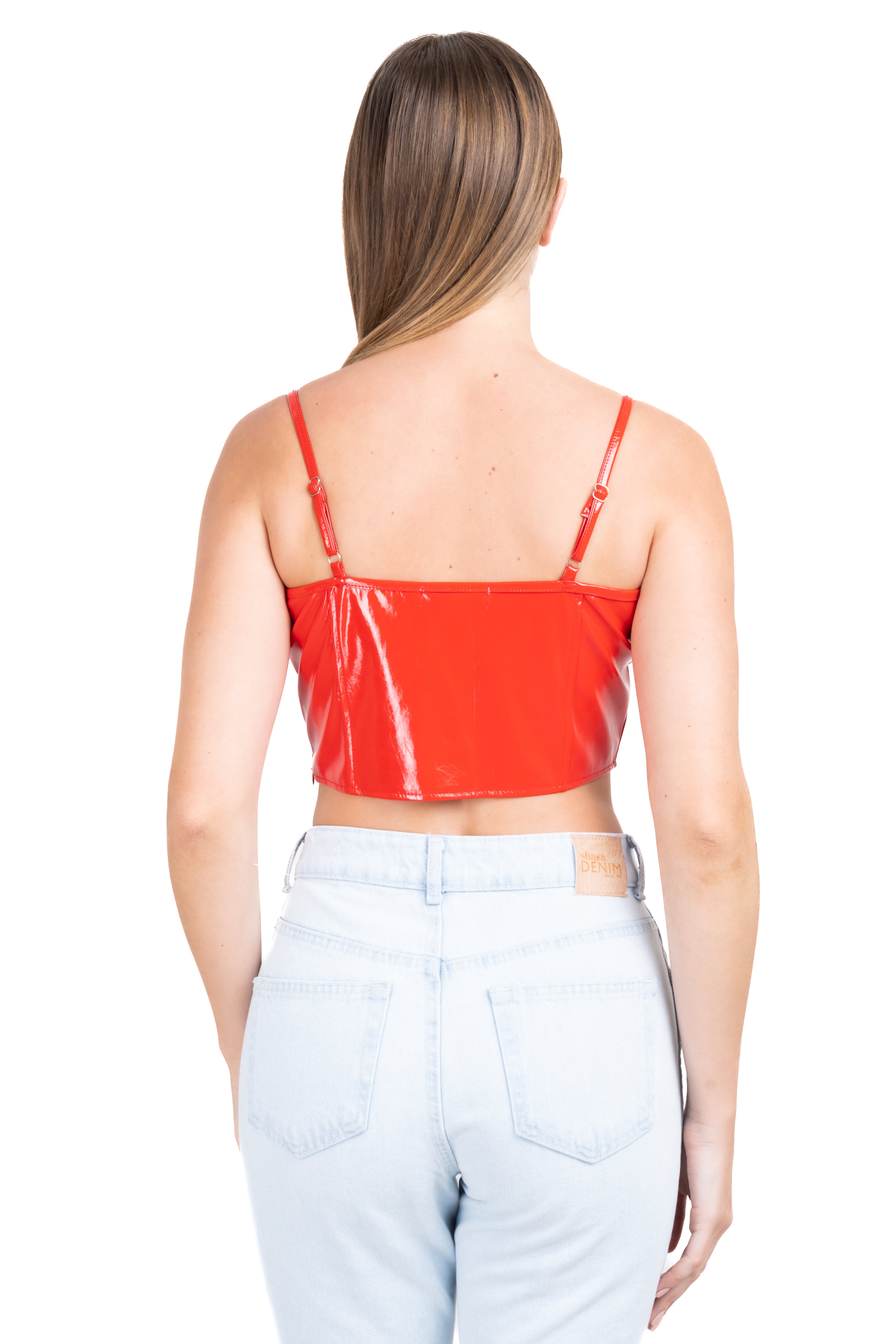 Top efecto piel liso ROJO