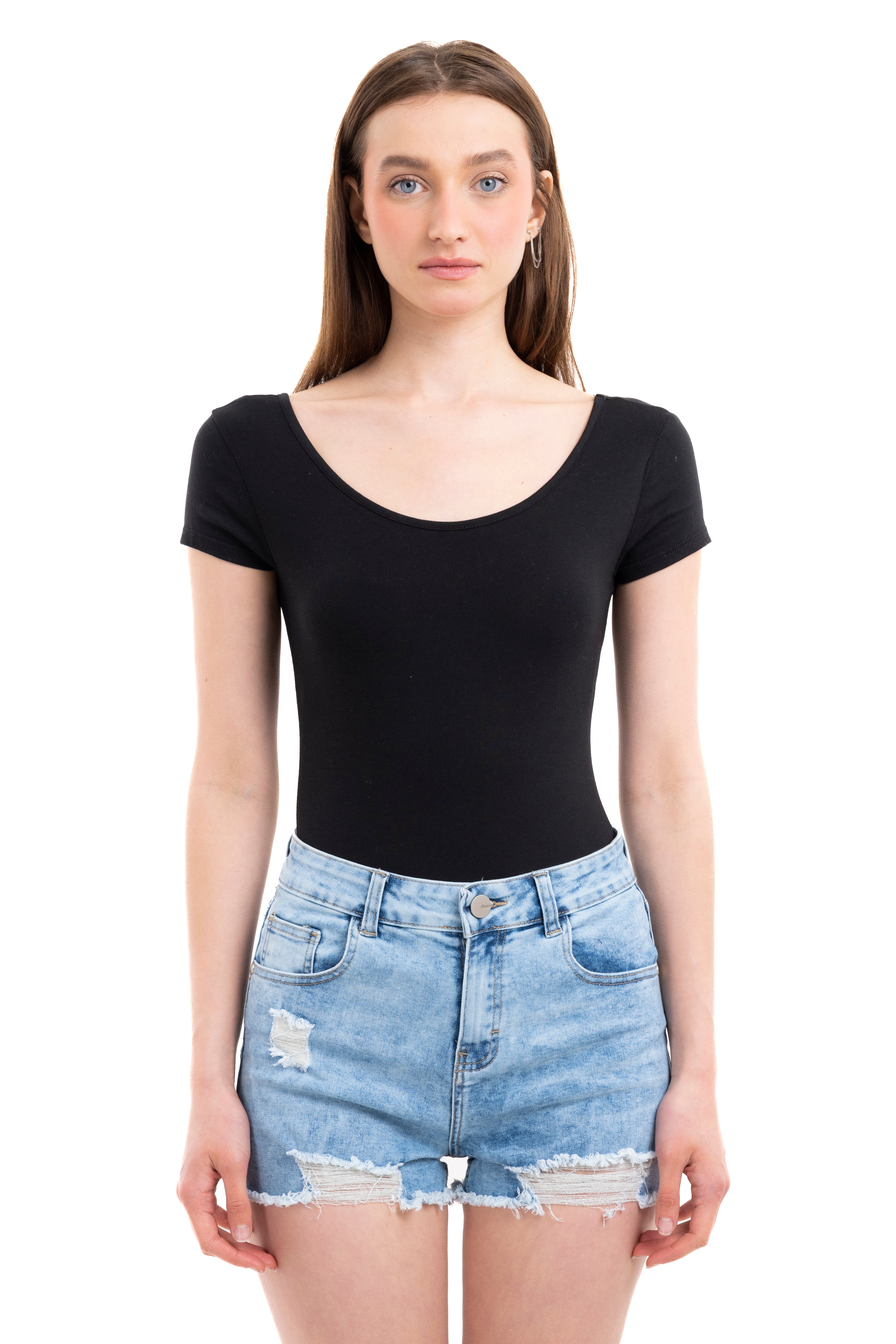 Bodysuit liso cuello redondo NEGRO