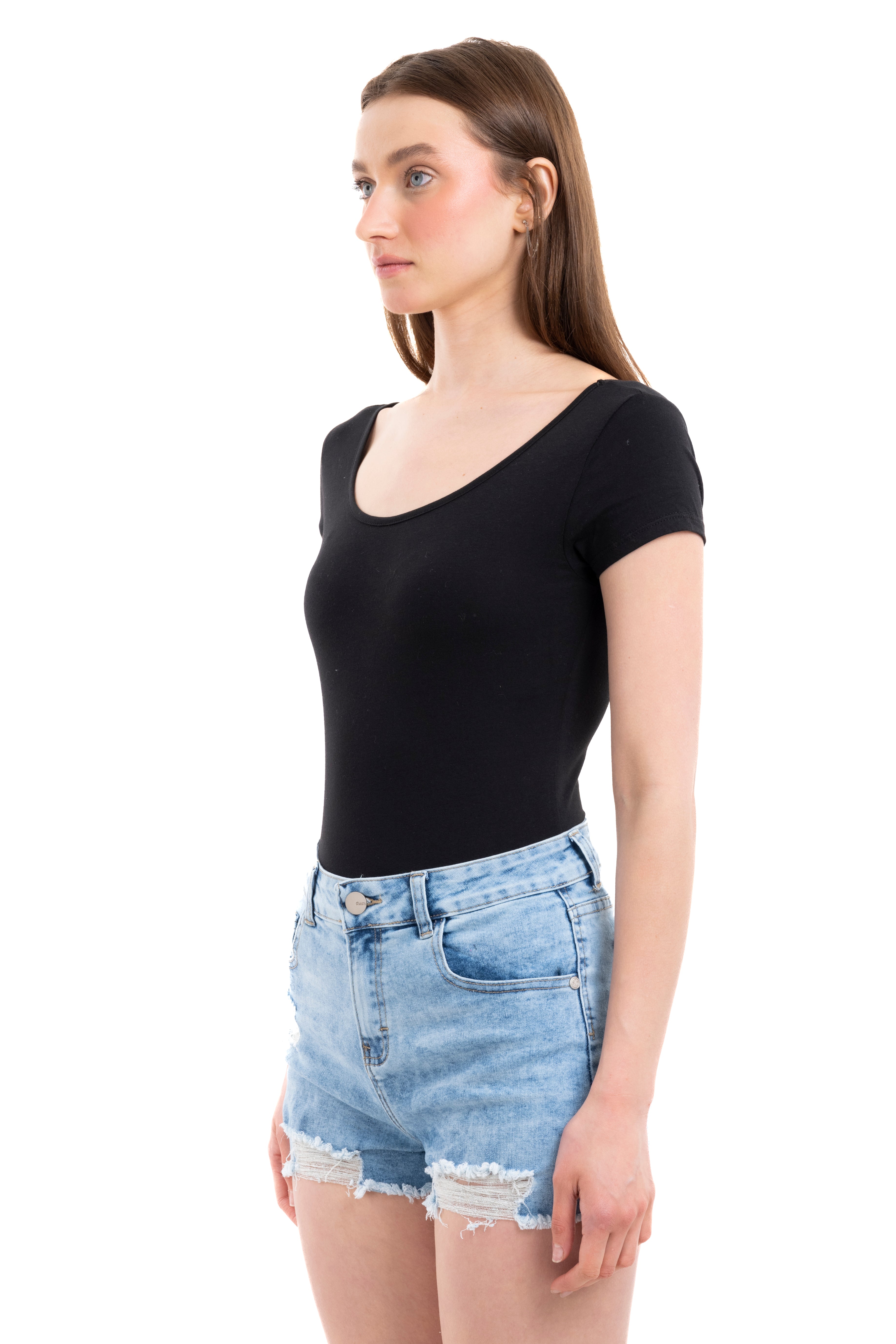 Bodysuit liso cuello redondo NEGRO
