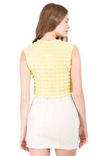Top crop monocolor textura AMARILLO PASTEL