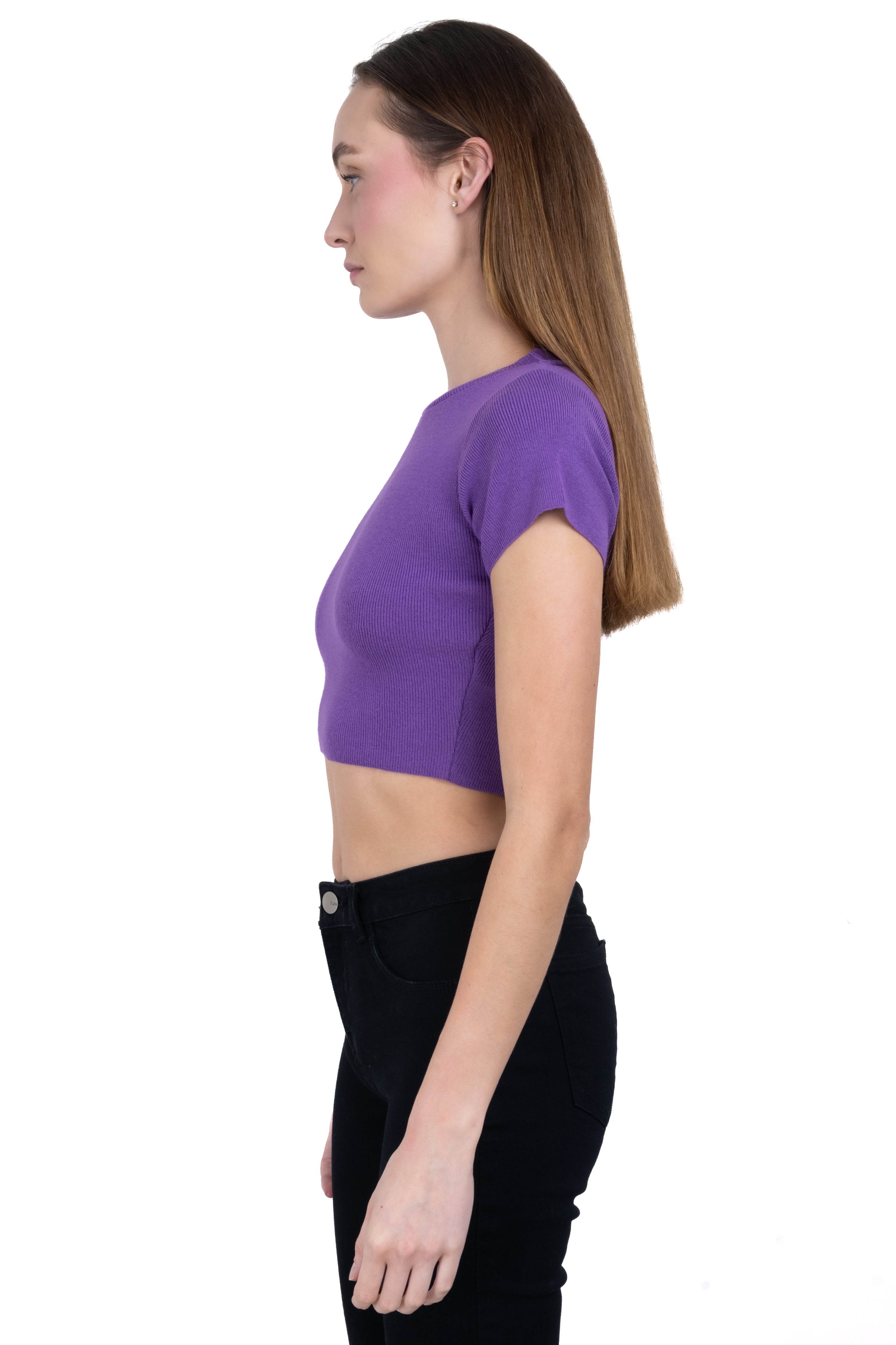 Top liso manga corta MORADO