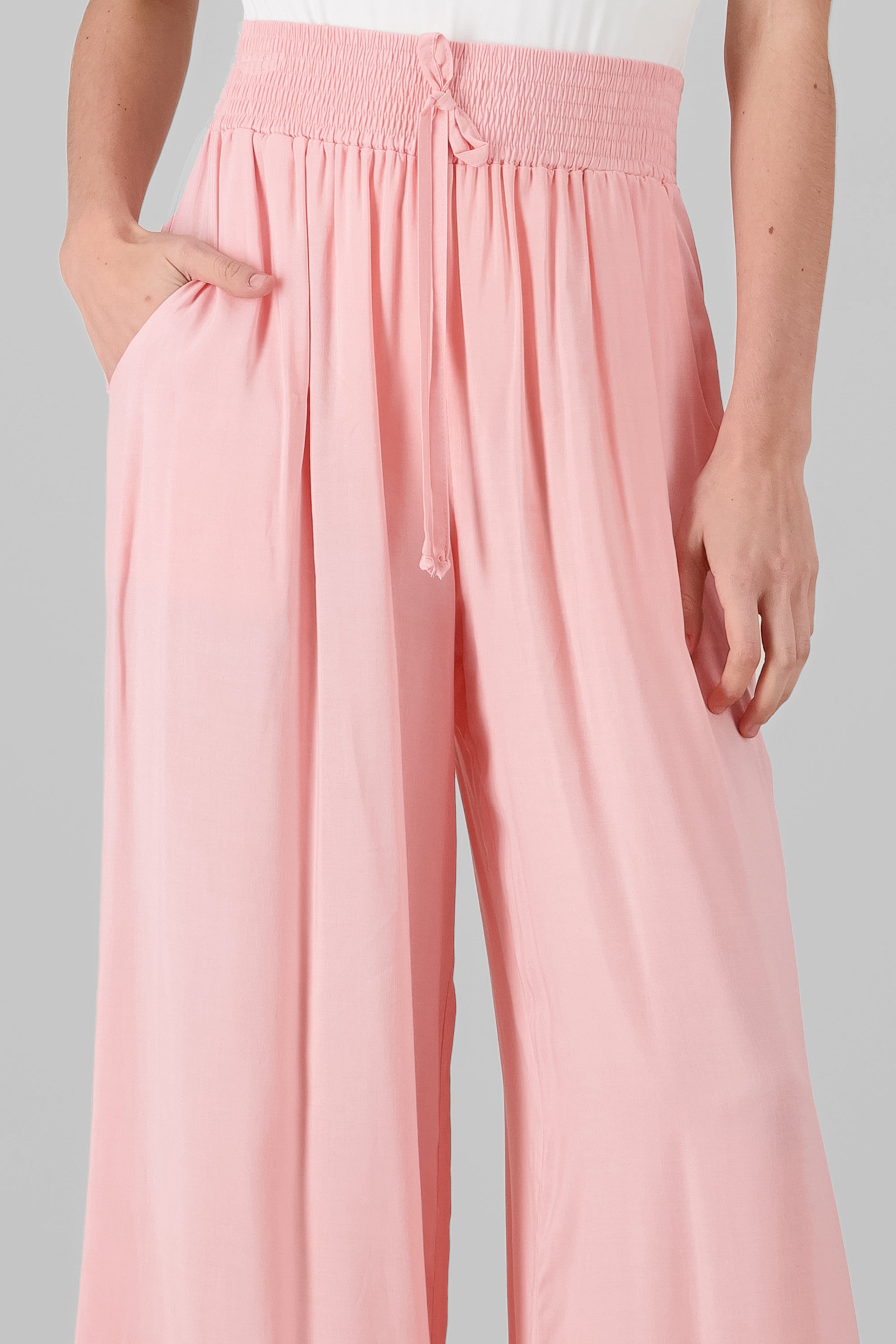 Pantalón fluido cintura ancha PALO DE ROSA