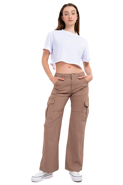 Jeans cargo wide leg bolsillos