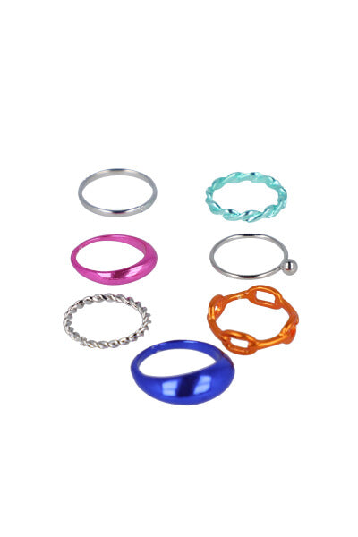 Set 7 anillos mix PLATA