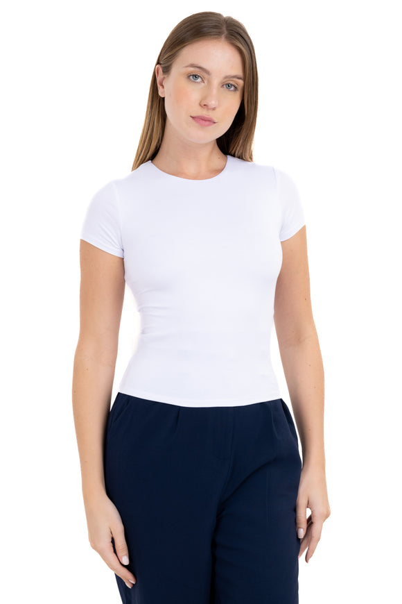 Top cuello redondo liso