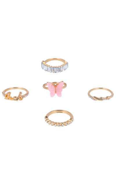Set 5 anillos mariposa ORO