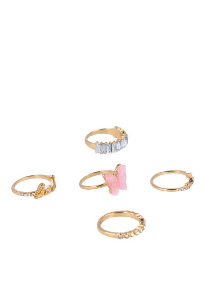 Set 5 anillos mariposa ORO