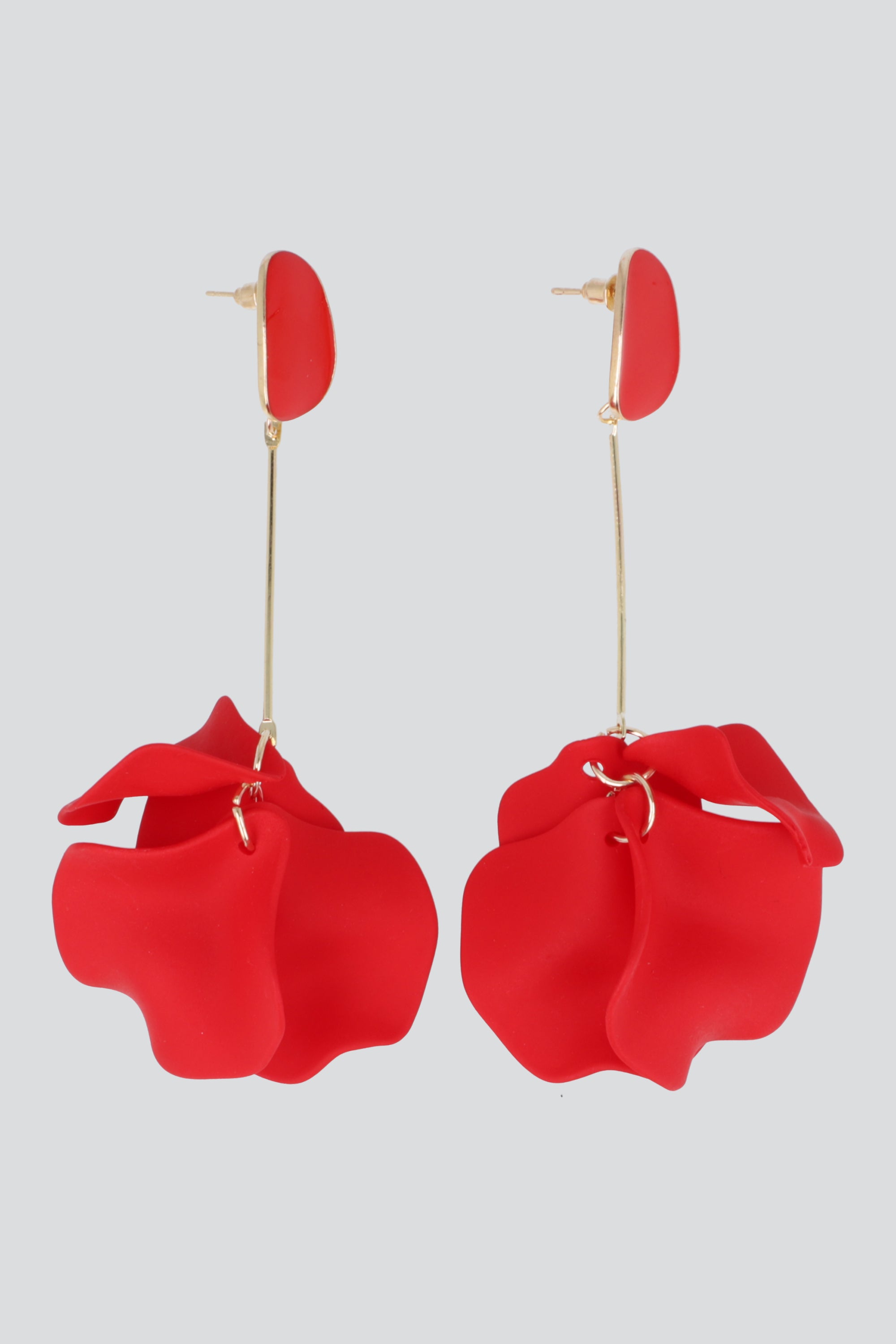 Aretes Largos Pétalos ROJO