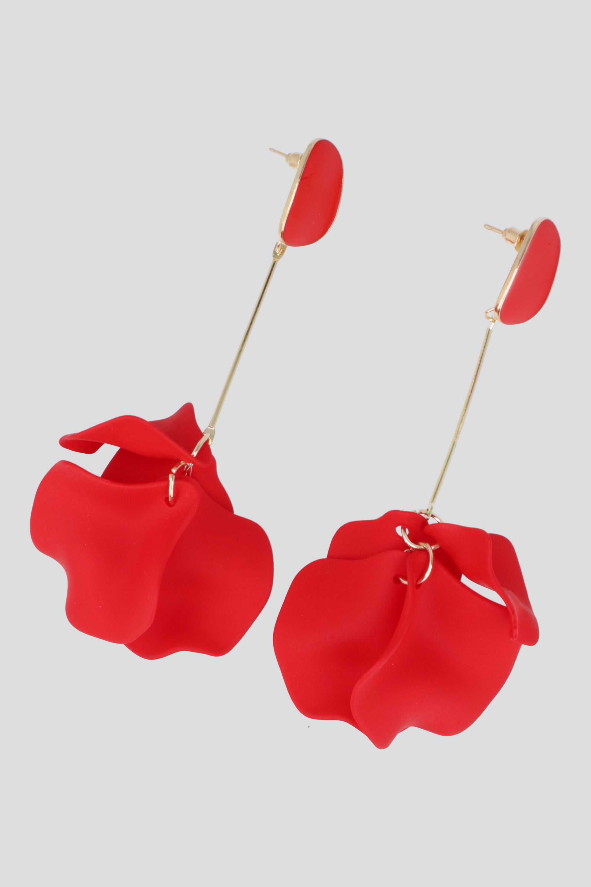 Aretes Largos Pétalos ROJO