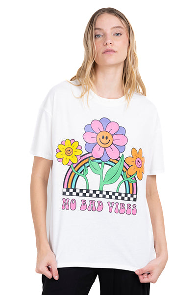 Playera Oversize Margaritas Felices HUESO COMBO