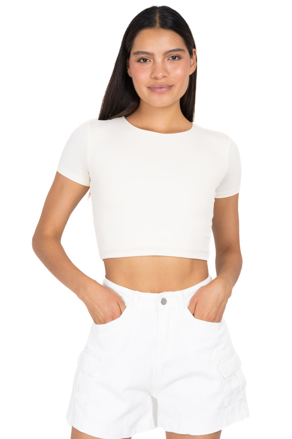 Top Crop Liso Manga Corta