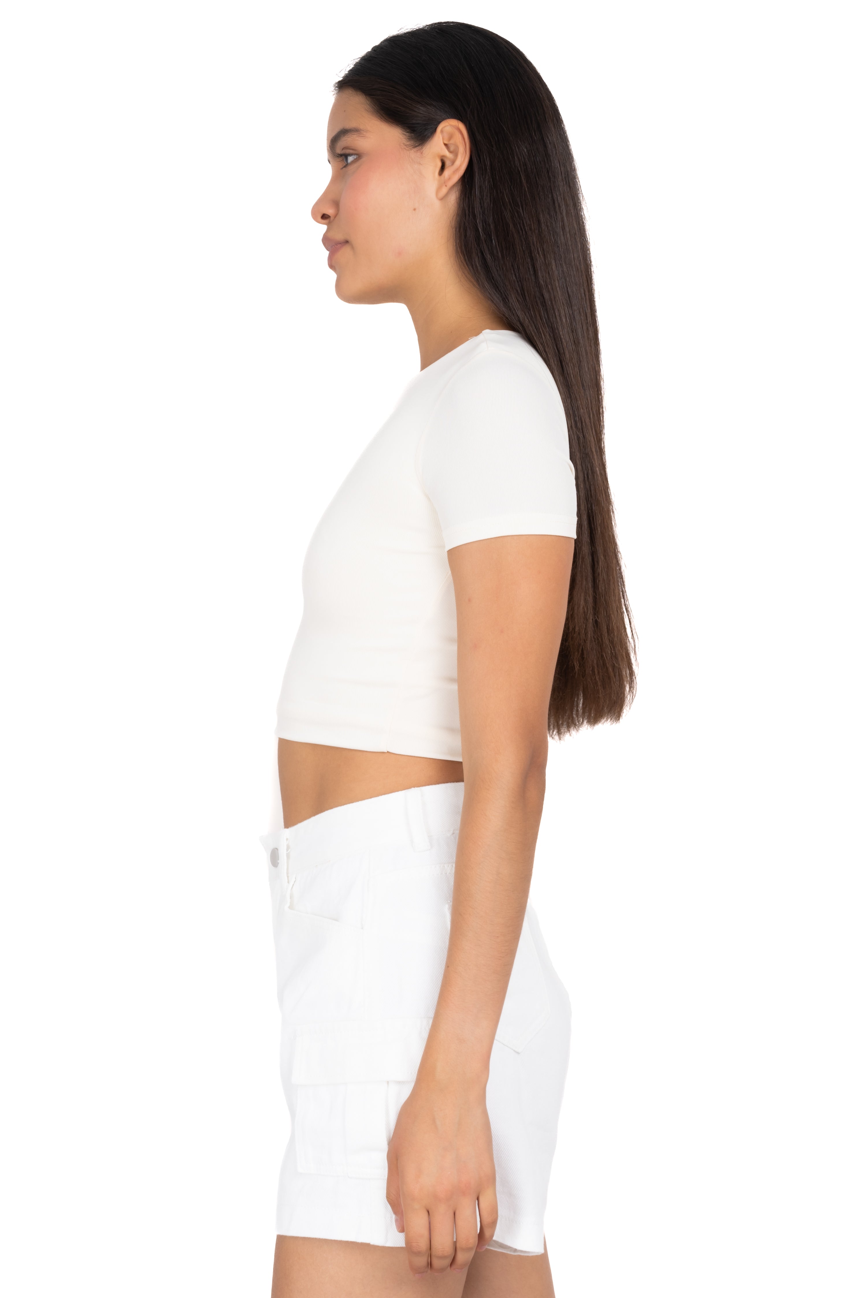 Top Crop Liso Manga Corta CREMA