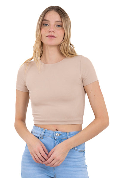 Top Crop Liso Manga Corta