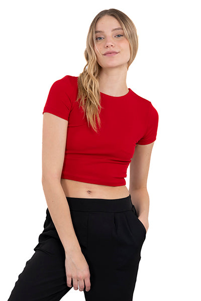 Top Crop Liso Manga Corta