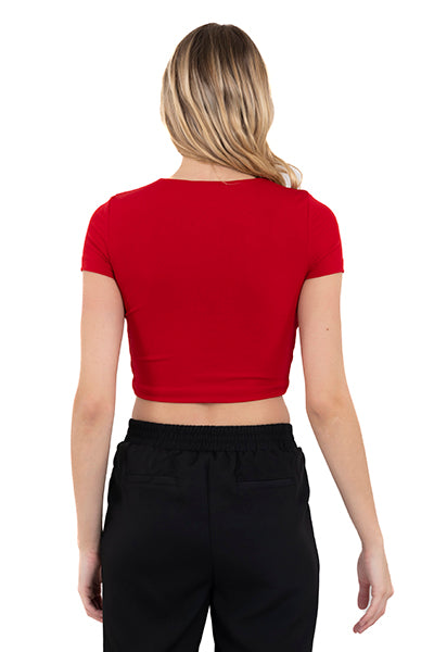 Top Crop Liso Manga Corta ROJO