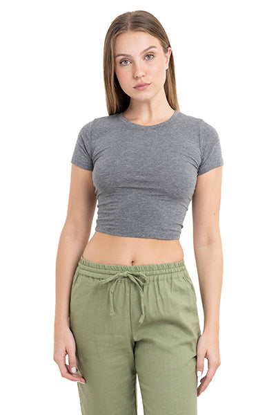 Top Crop Manga Corta GRIS CLARO
