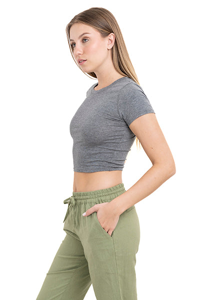 Top Crop Manga Corta GRIS CLARO