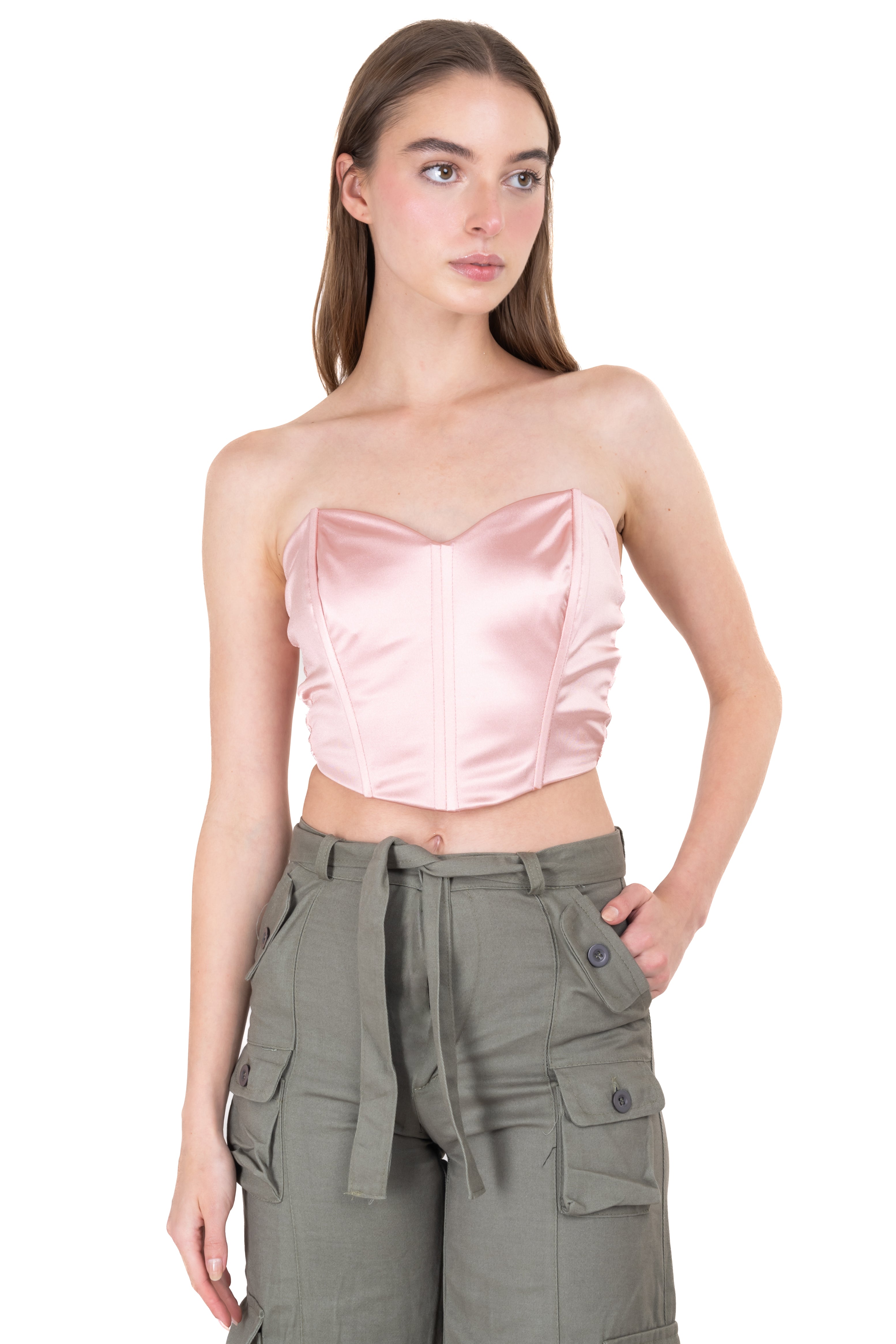 Top strapless corset satín ROSA