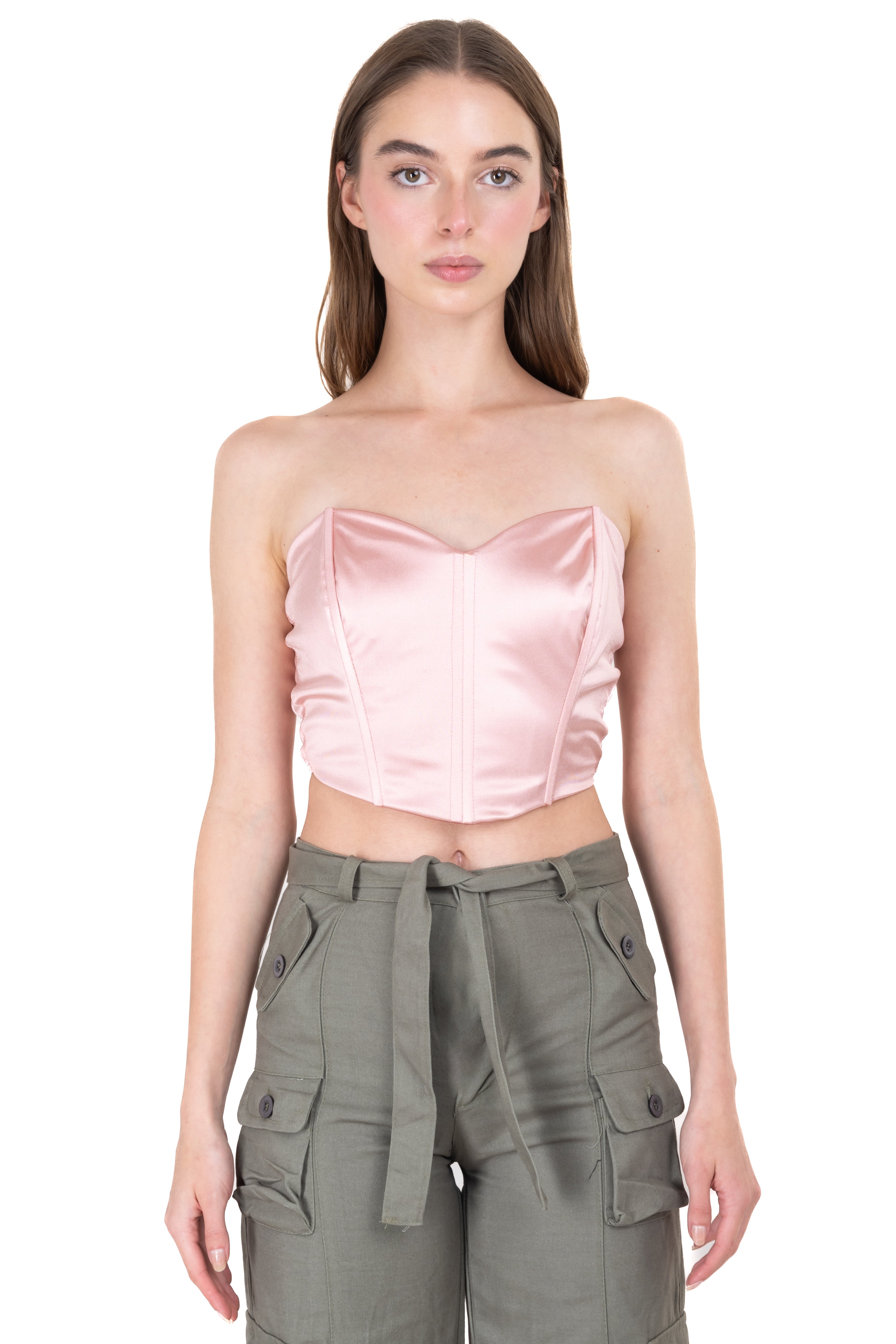 Top strapless corset satín ROSA