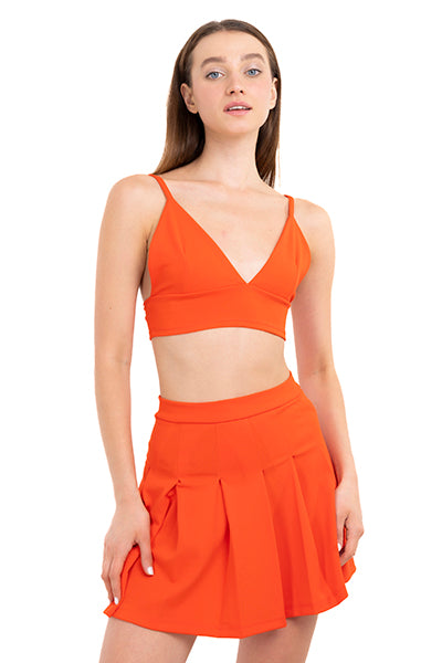 Top crop escote v tirantes NARANJA BRILLANTE