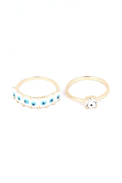 Anillo 2 Lineas Ojos Color BLANCO